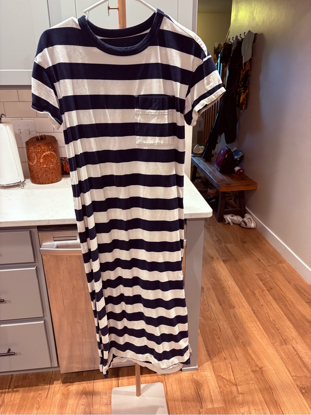 Everlane Striped Navy & White T-Shirt Dress Sz M